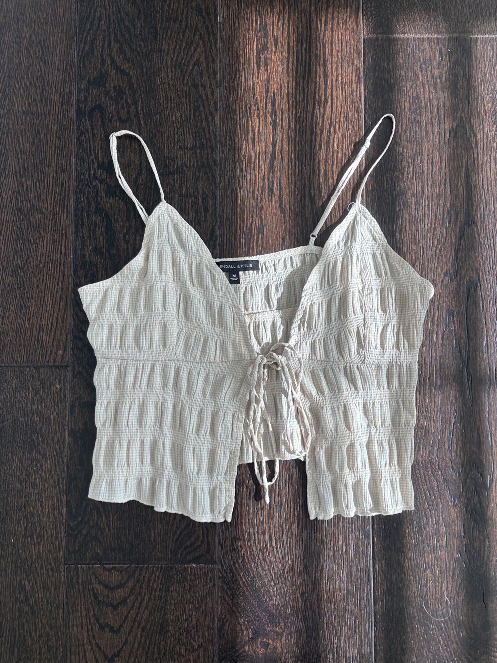 Beige Tie-Front Top